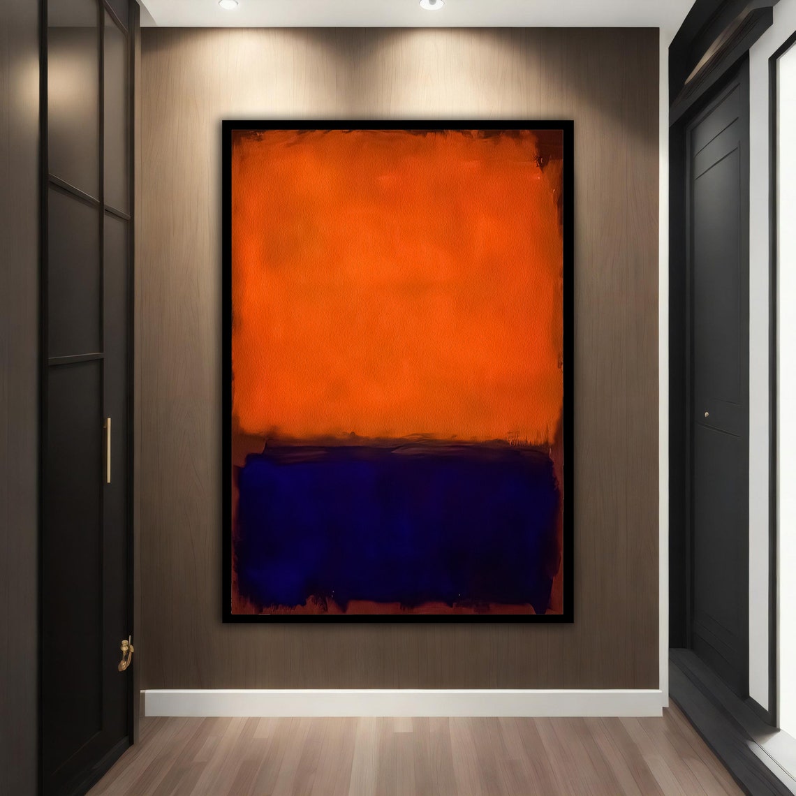 Vibrant Orange Cobalt Blue Color Field Rothko Style Art Poster - Image 2