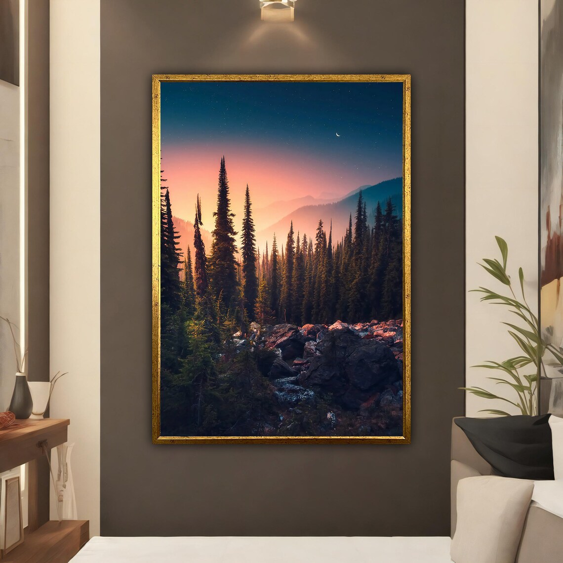 Night Forest Landscape Painting, Trees Poster - Image 3