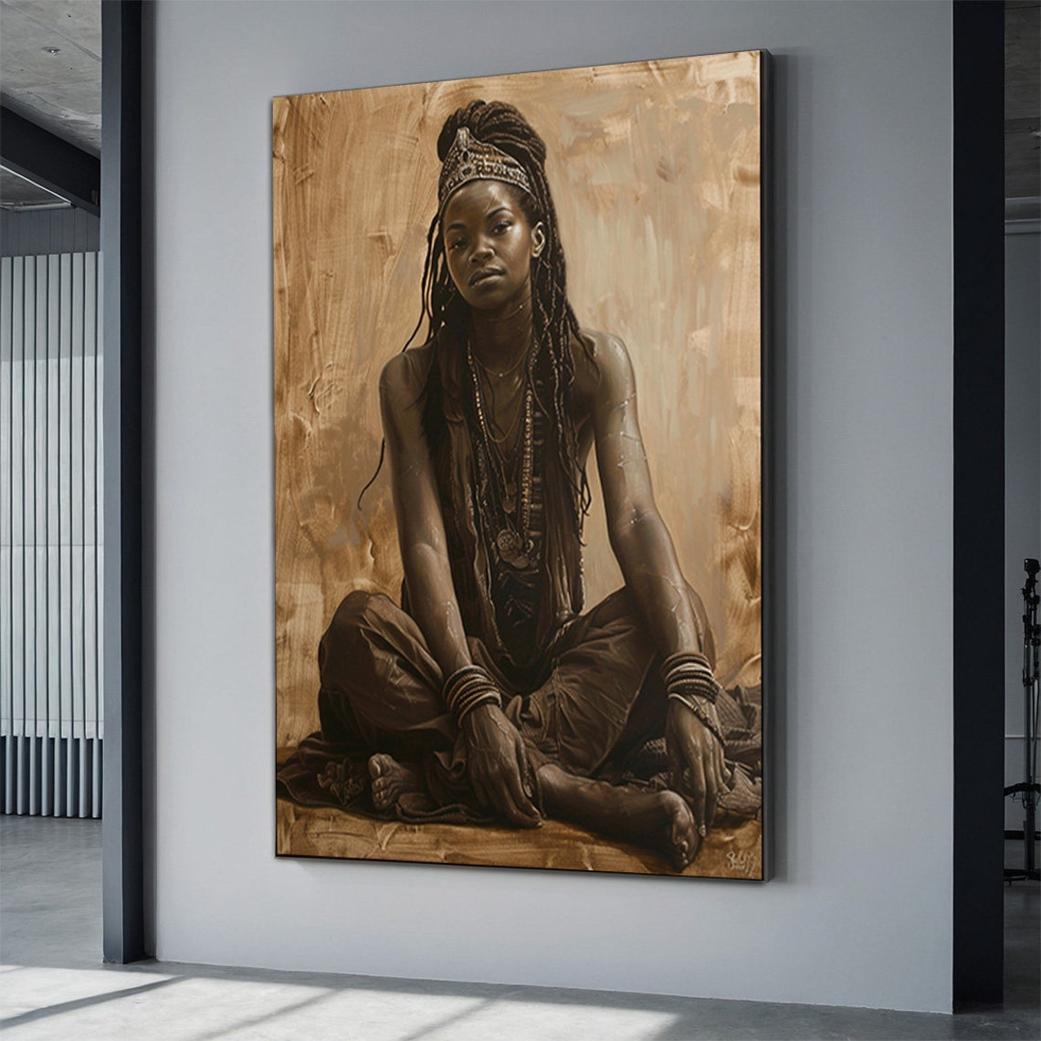 Seated African Woman Gold Jewelry Ethnic Portrait Art Poster