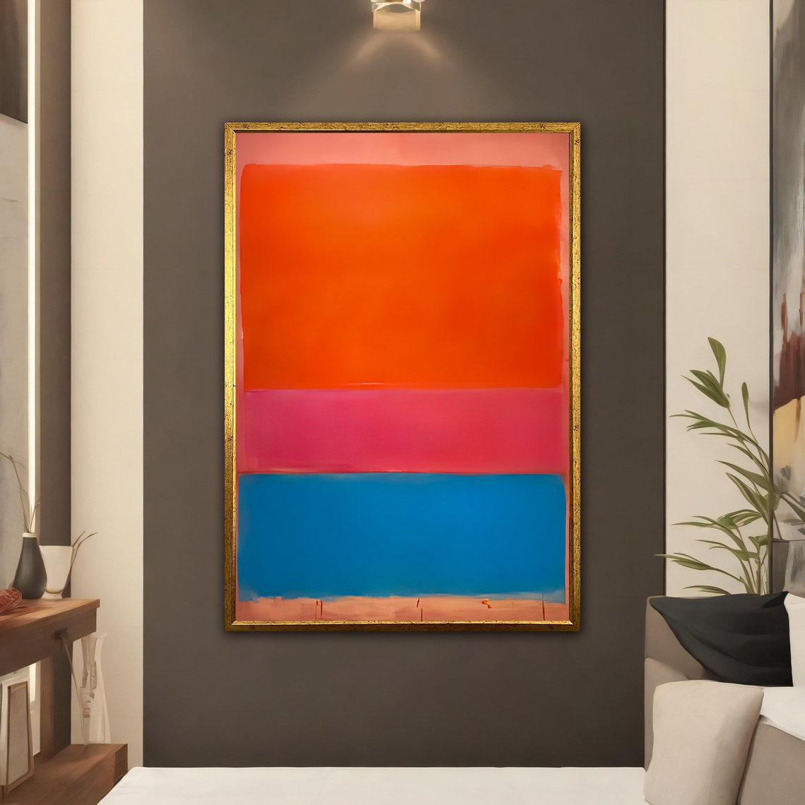 Orange Pink Blue Color Block Rothko Style Abstract Painting Poster - Image 2