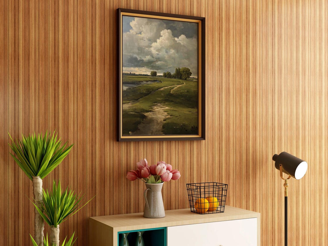Moody Country Path Under Stormy Clouds Vintage Landscape Poster - Image 4