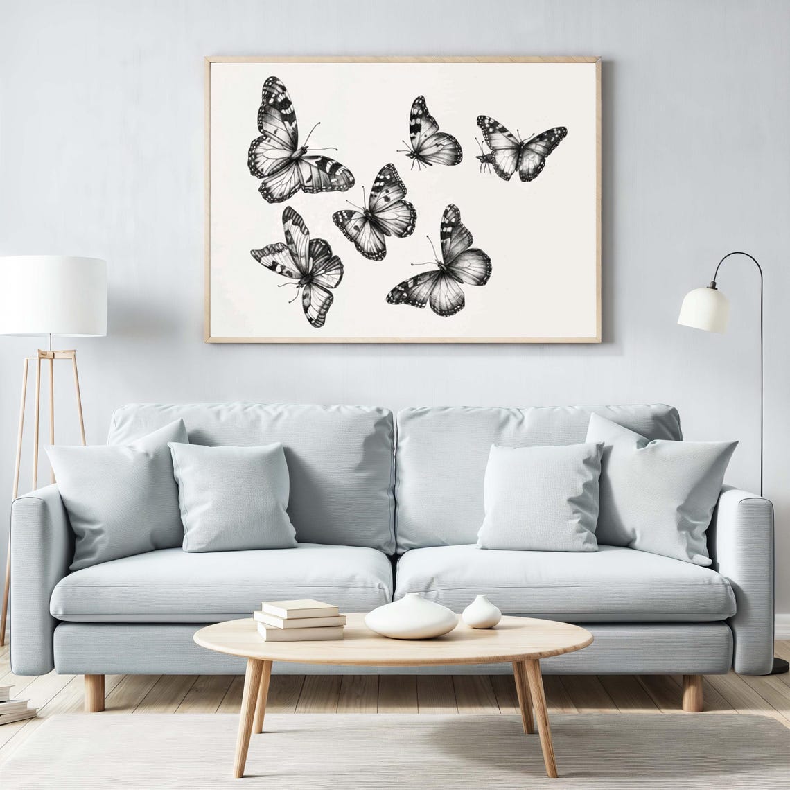 Monochrome Butterfly Specimen Sketches in Landscape Format Poster - Image 7