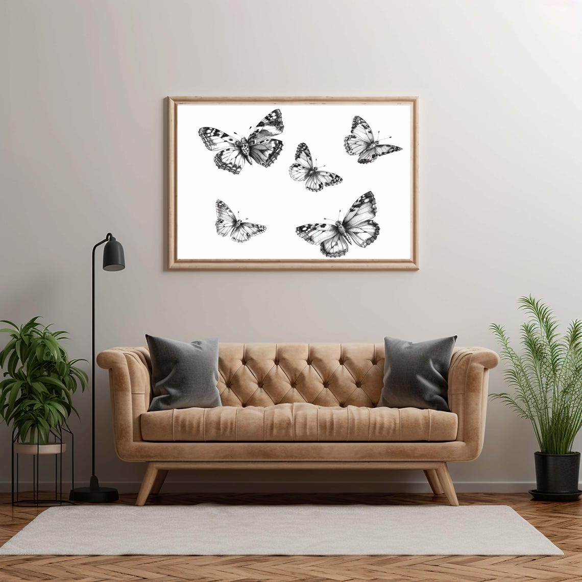 Five Monochrome Butterflies in a Vintage Natural History Sketch Poster - Image 5