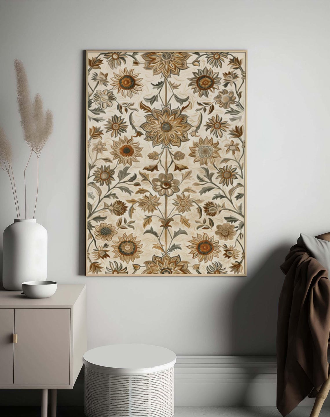 Golden Symmetrical Sunflower Tapestry in William Morris Style Poster - Image 4
