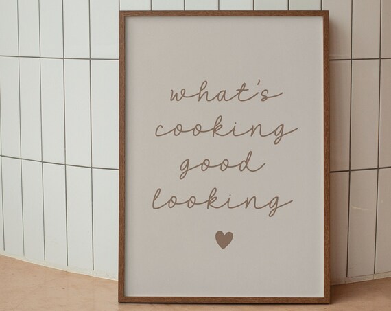 Whats Cooking Good Looking Neutral Kitchen Art Print