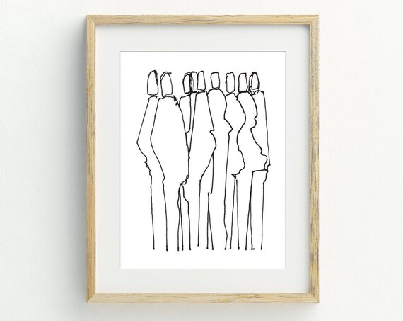 Line Art Print Abstract People Wall Art Black And White Decor Minimalist Print Instant 5x7 8x10 11x14 16x20