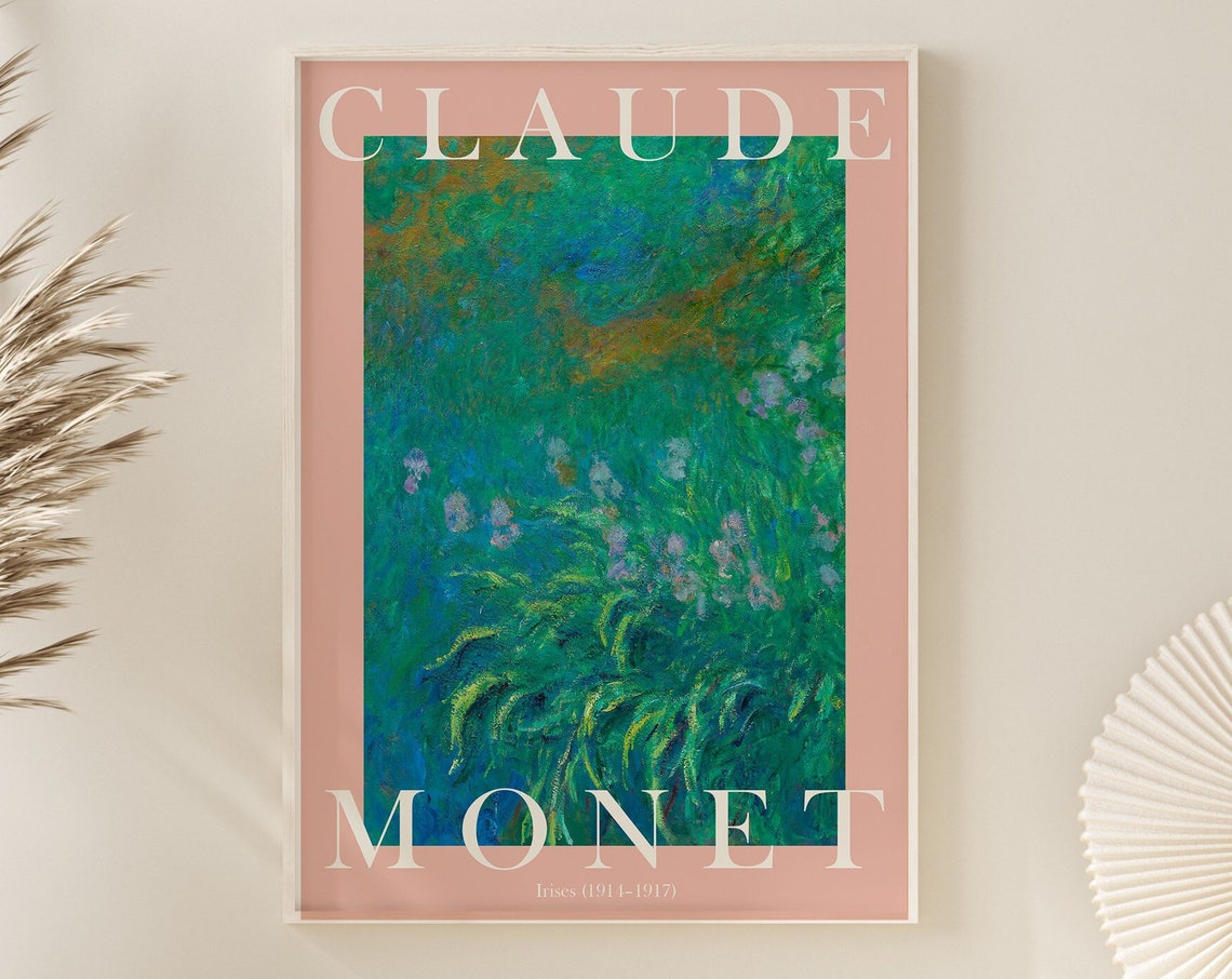 Claude Monet Irises Garden Flowers 1914 Impressionist Botanical Poster
