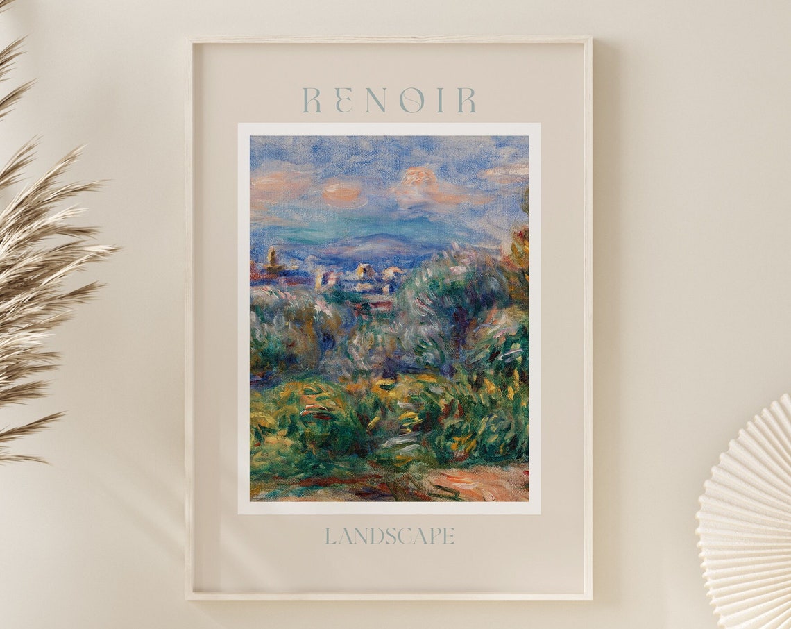 Auguste Renoir Evening Landscape with Distant Village Poster