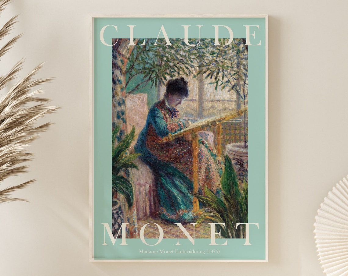 Claude Monet Madame Monet Embroidering 1875 Quiet Interior Poster