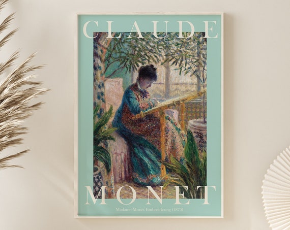 Monet Poster Claude Monet Print Monet Wall Art Monet Picture Modern Monet Print Vintage Monet Art Madame Monet Embroidering