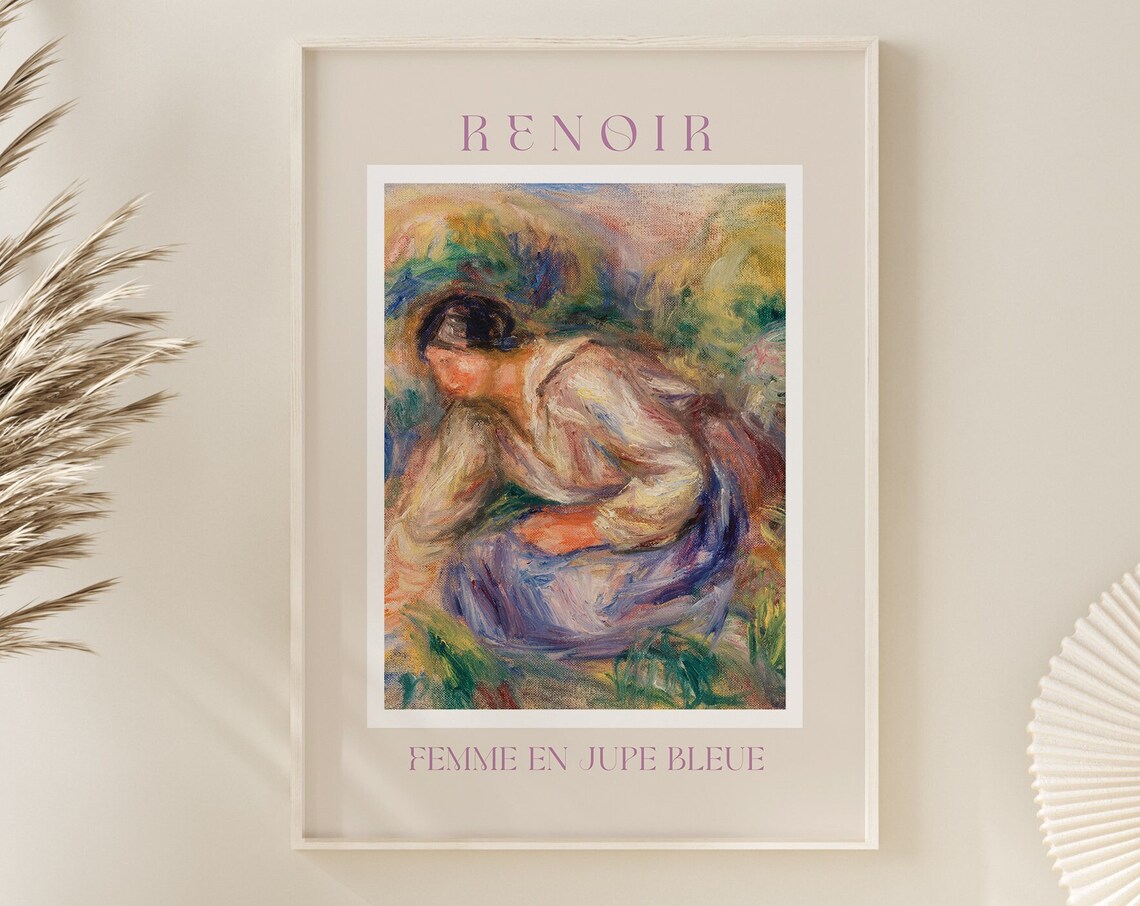 Renoir Femme En Jupe Bleue Seated Woman Impressionist Poster