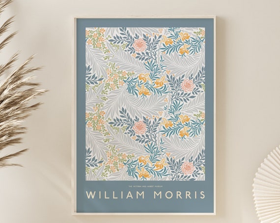 Pretty Blue Yellow William Morris Print Morris Exhibition Poster Art Nouveau Wall Art A6 A5 A4 A3 A2 A1 A0 William Morris Poster