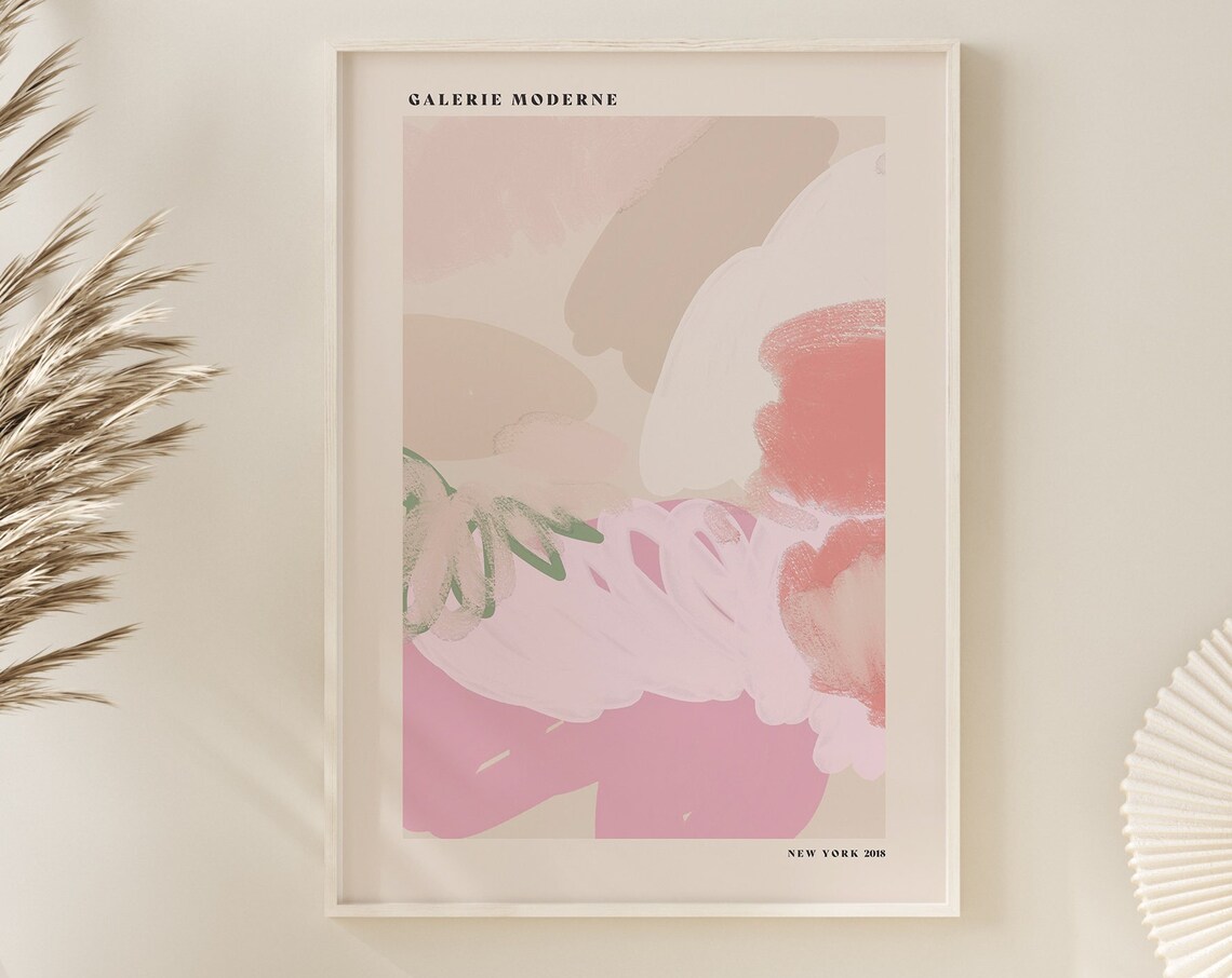 Galerie Moderne Pink Coral Floral Abstract Brushstroke Gallery Poster