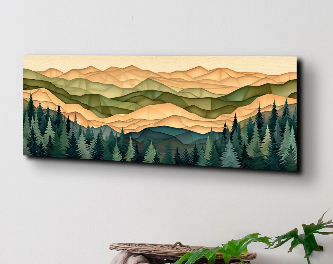 Geometric Mountain Range, Panoramic Wall Art Print