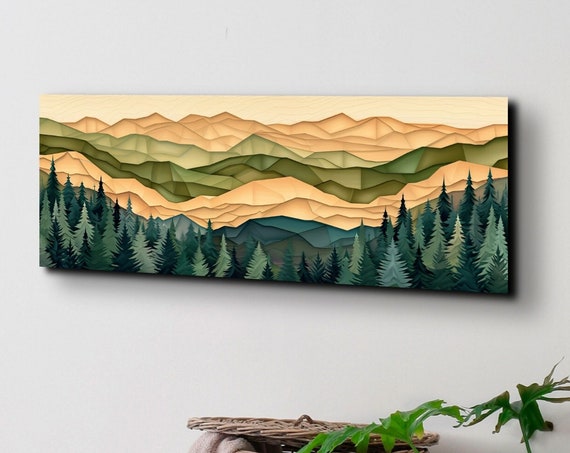 Geometric Mountain Range, Panoramic Wall Art Print