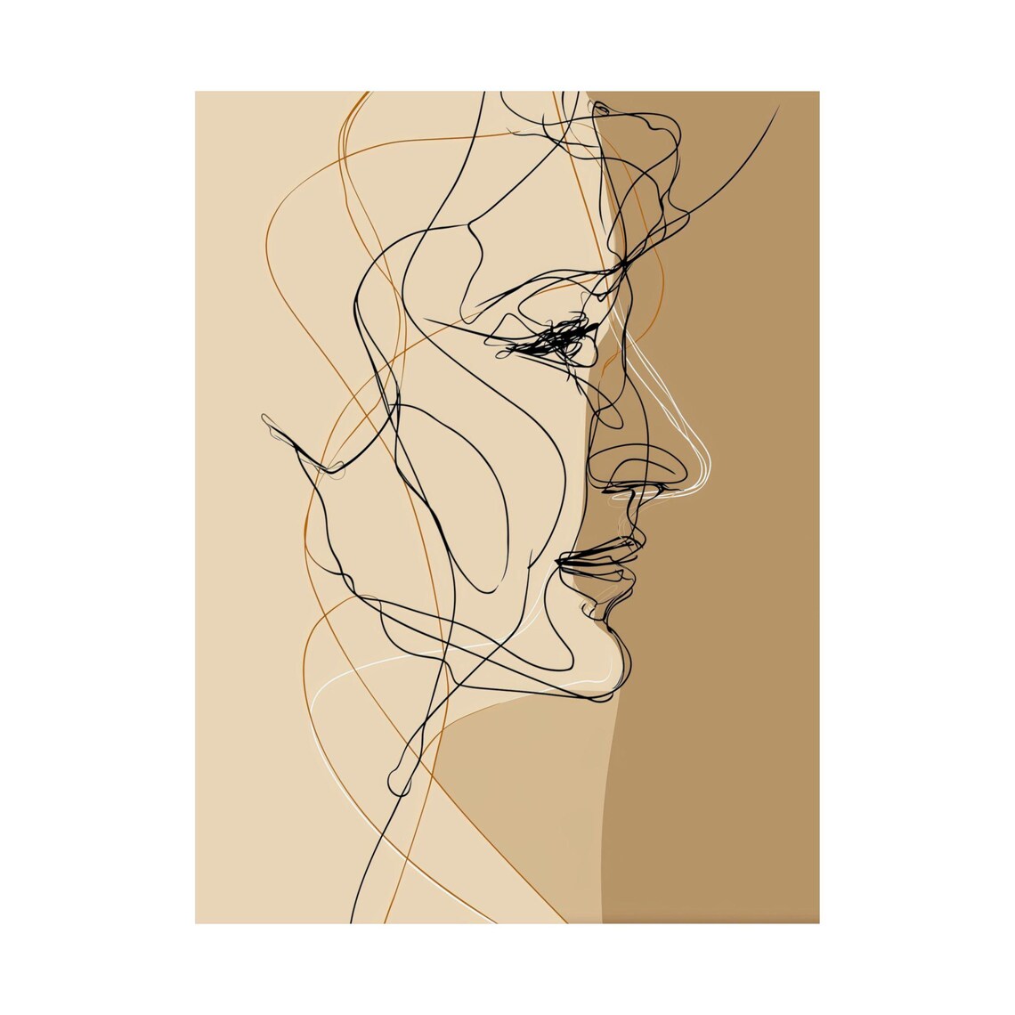 Minimalist Line Art Woman Profile, Modern Portrait