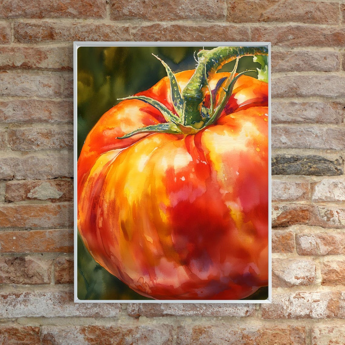 Heirloom Tomato Close Up Glowing Vine Ripened Watercolor Poster - Image 5