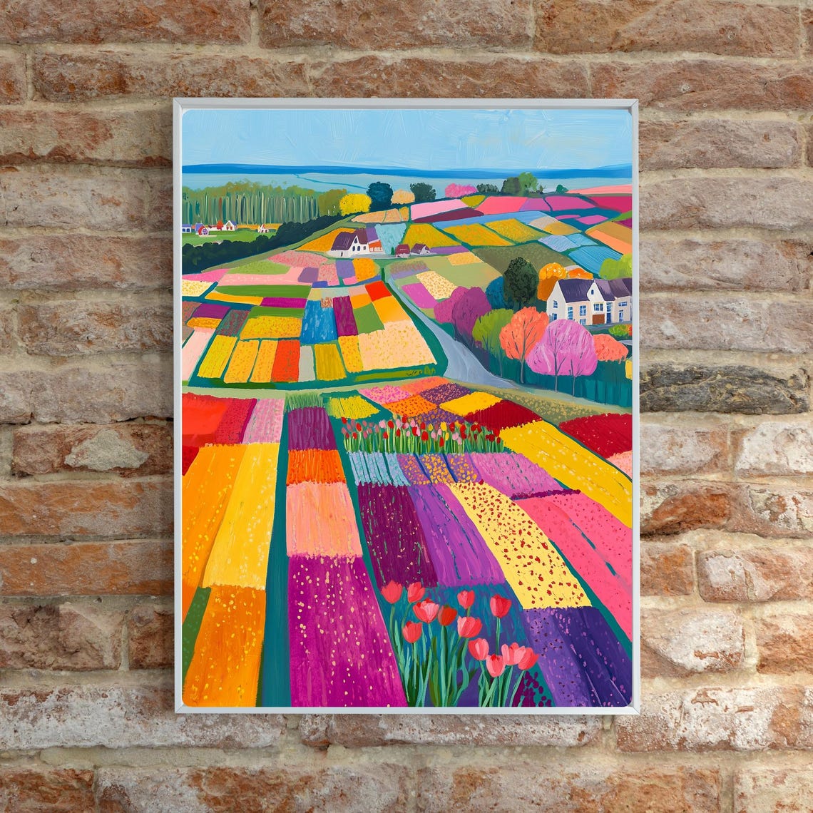 Dutch Tulip Fields in Bloom with Colorful Flower Strips Poster - Image 6