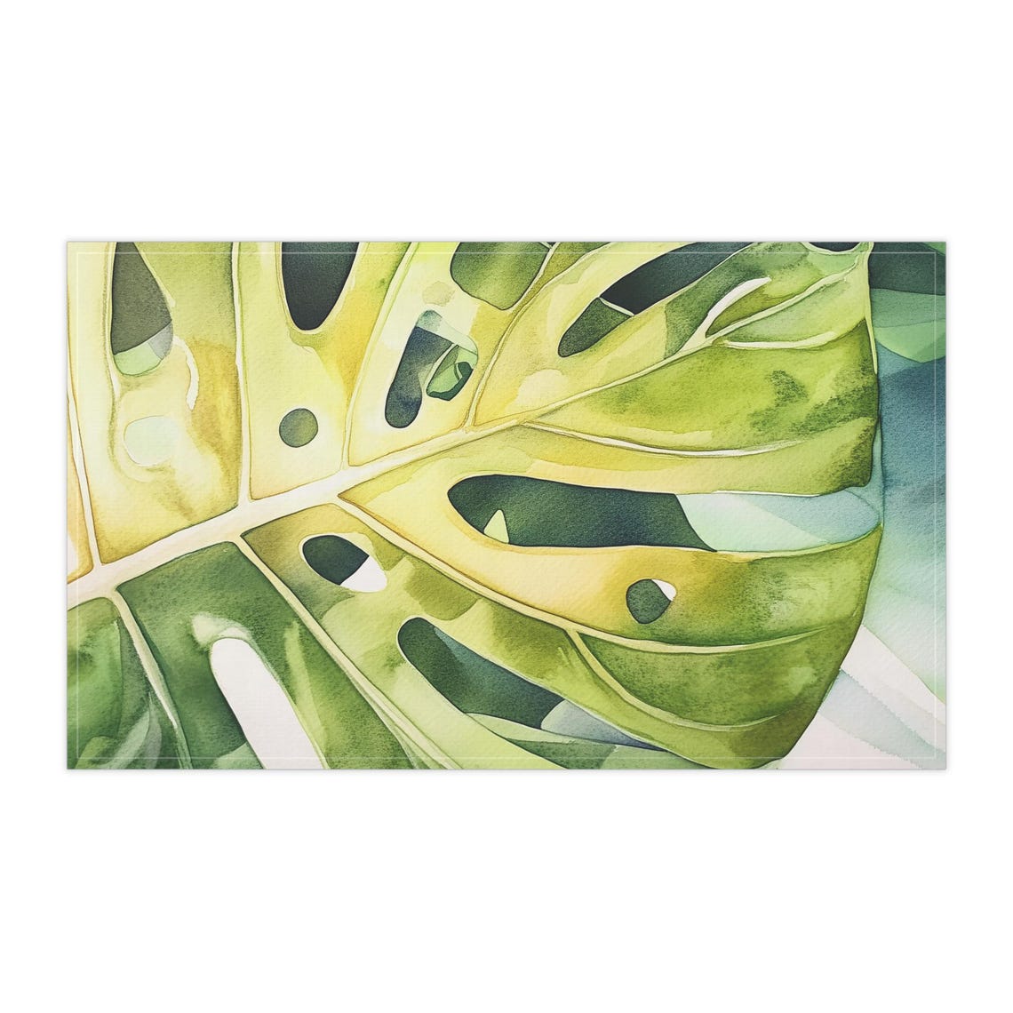 Monstera Leaf Watercolor Botanical Art on a Kitchen Tea Towel Poster - Image 4