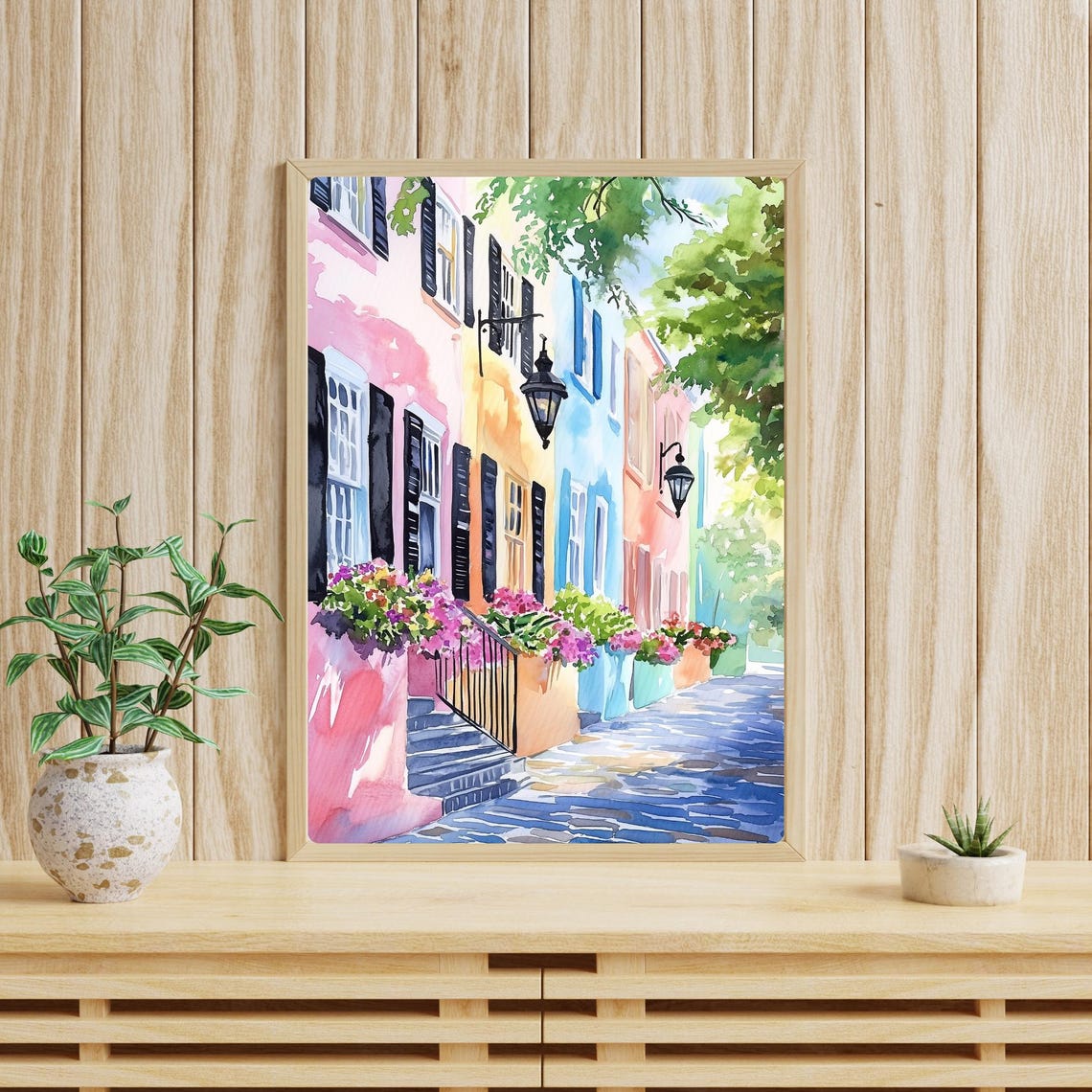 Rainbow Row Charleston Art Print South Carolina Watercolor Historic Downtown House Painting Southern Architecture Wall Art - Image 4