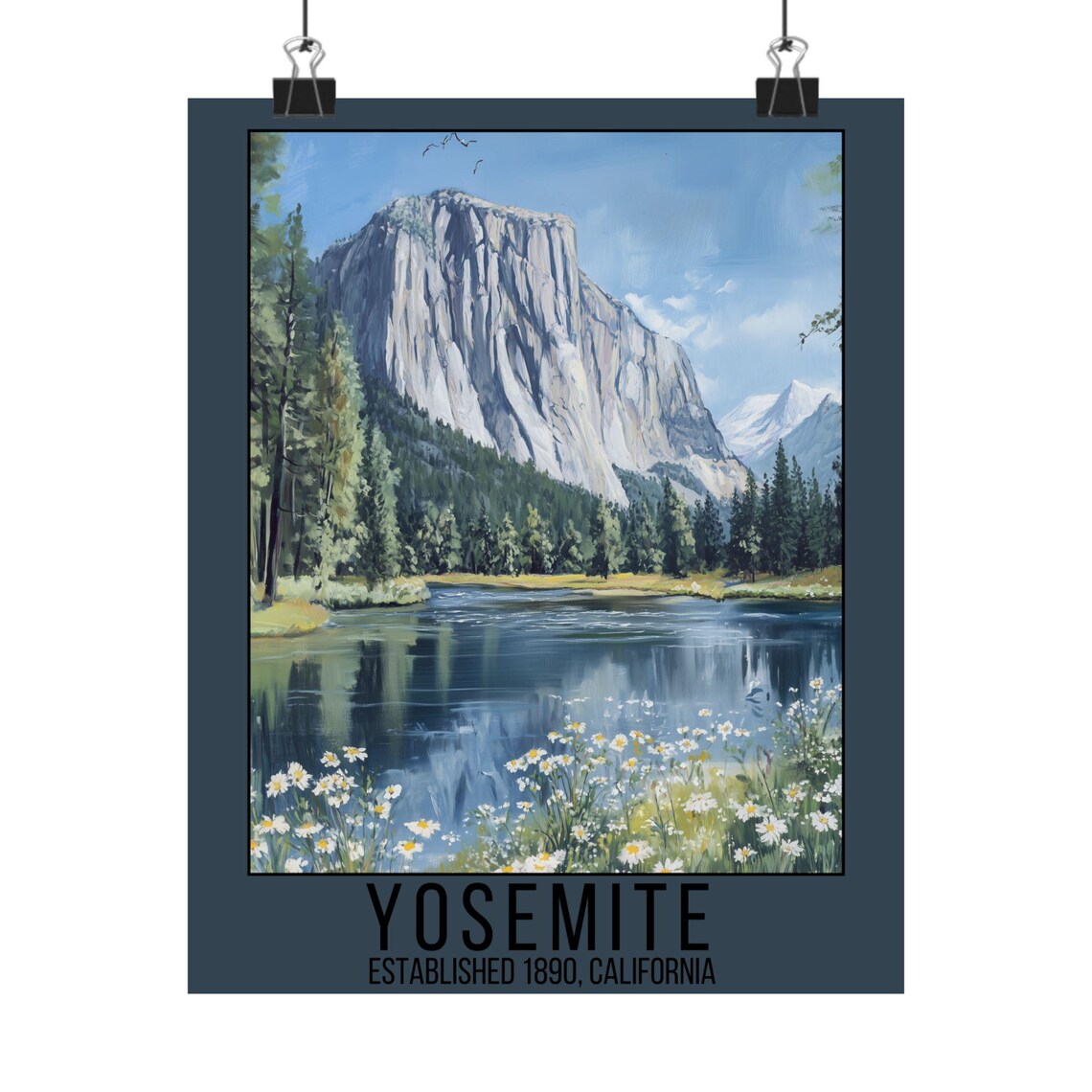 Yosemite California National Park El Capitan River Wildflowers Poster