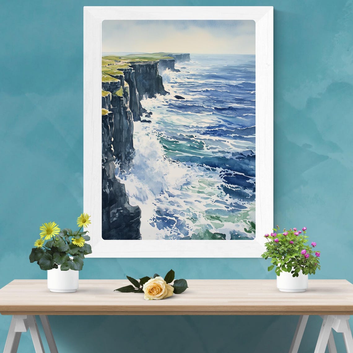 Ireland Dramatic Sea Cliffs Crashing Atlantic Waves Coastline Poster - Image 2
