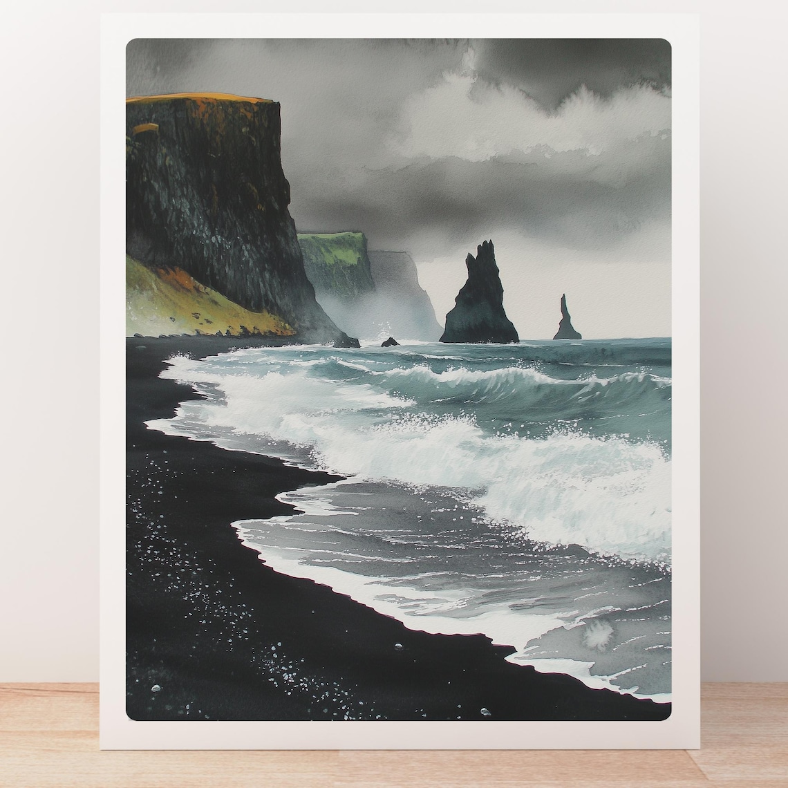 Iceland Black Sand Beach Coastal Seascape Art Print - Image 5
