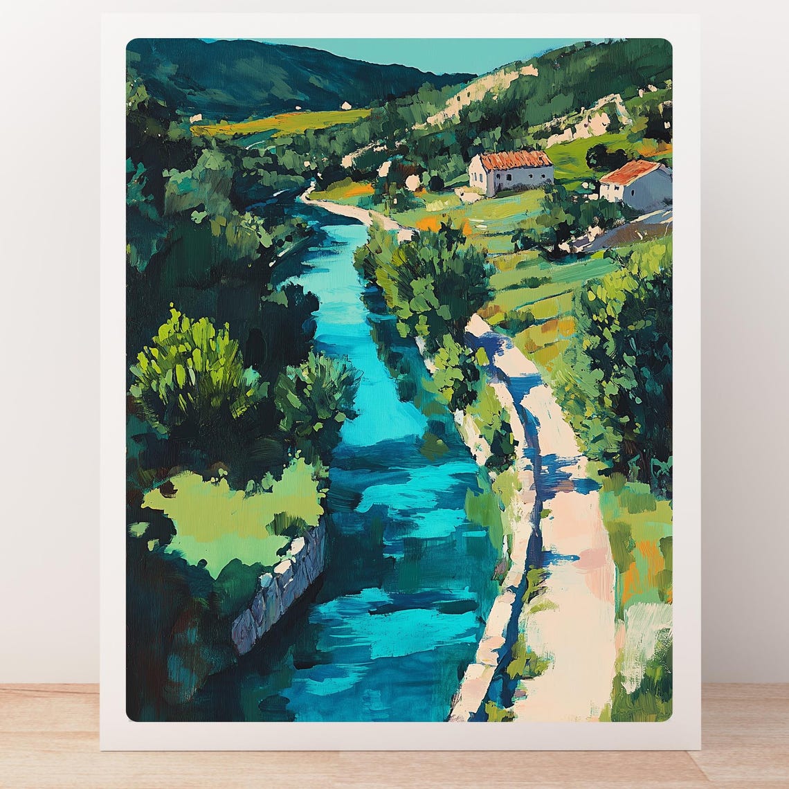 Cetina River Croatia Valley Turquoise Water Blue Gouache Poster - Image 5