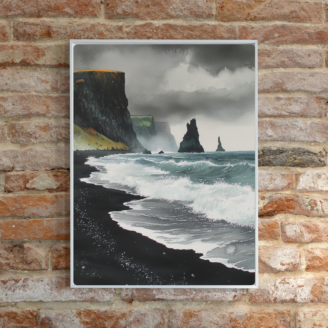 Iceland Black Sand Beach Coastal Seascape Art Print - Image 6