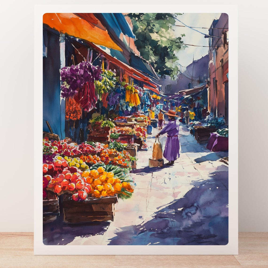 Coyoacan Mexico Morning Market Colorful Fruit Street Scene Poster - Image 5