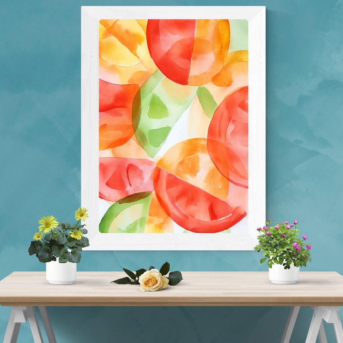 Abstract Sliced Tomatoes Minimalist Kitchen Watercolor Poster - Image 5