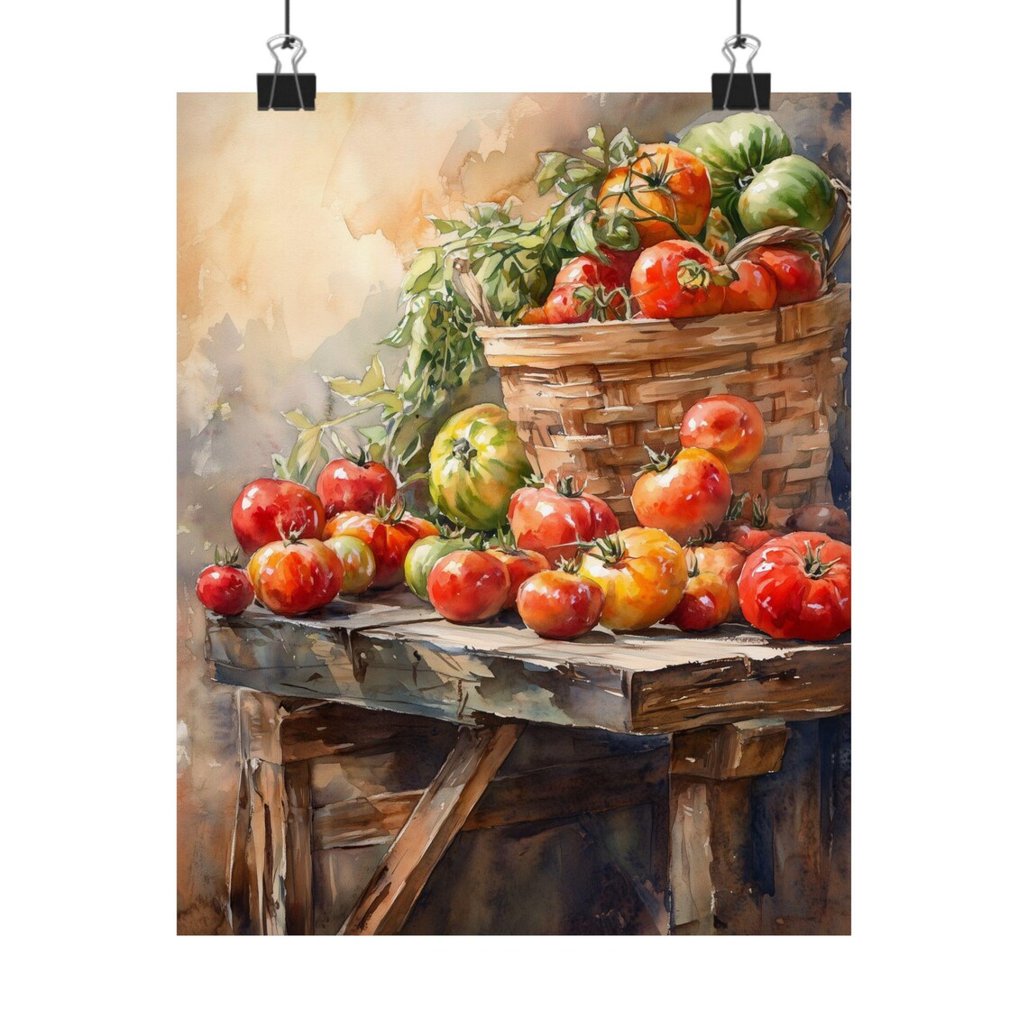 Ripe Tomato Harvest Watercolor Bounty Vegetable Art Farm To Table Print Garden Kitchen Decor Summer Still Life Art