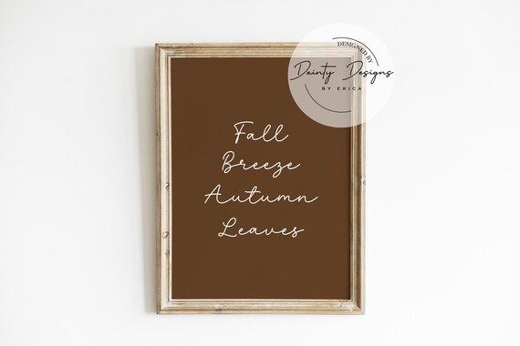 Fall Breeze Autumn Leaves Sign Neutral Brown Fall Decor Poster