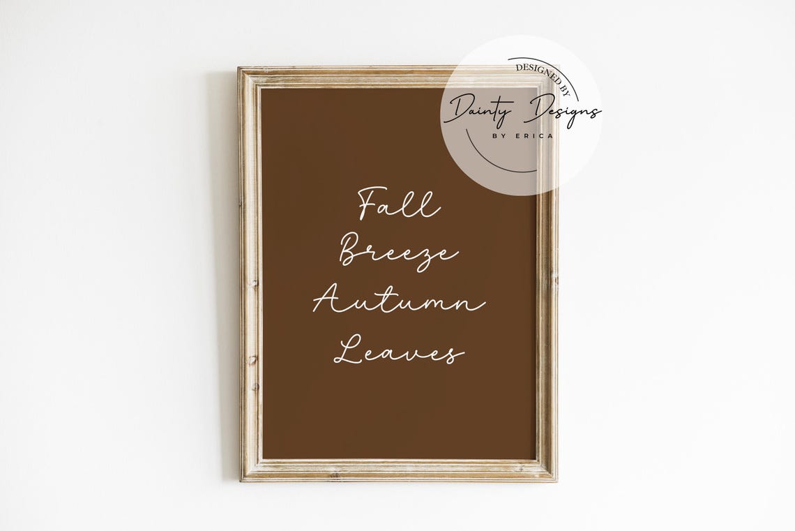Fall Breeze Autumn Leaves Sign Neutral Brown Fall Decor Poster