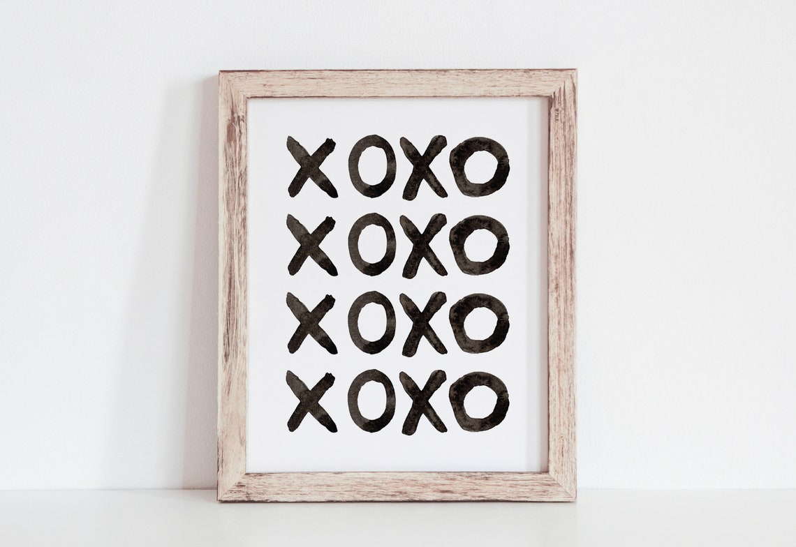 XOXO Watercolor Black Letter Valentine Love Quote Wall Print - Image 3