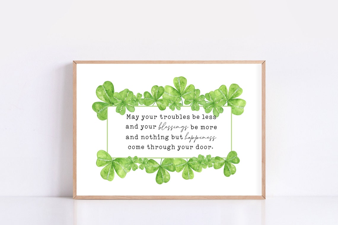 Irish Blessing Watercolor Shamrock Quote St Patricks Day Decor Poster - Image 4