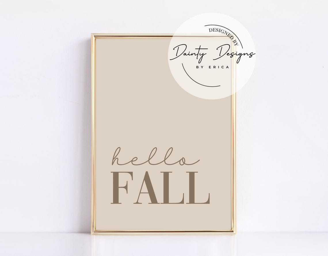 Hello Fall Sign Poster Neutral Beige Brown Minimalist Autumn Decor - Image 4