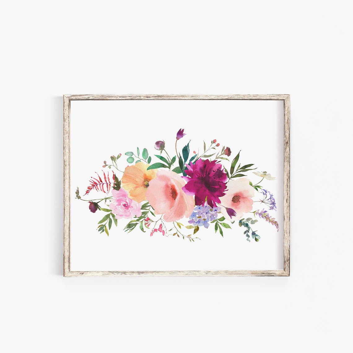 Pink Watercolor Floral Bouquet Spring Botanical Arrangement Art Poster - Image 2