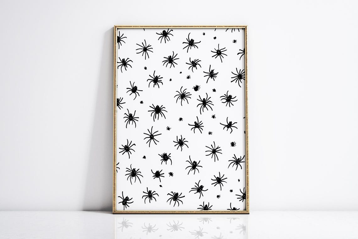 Creepy Spooky Halloween Spider Pattern Black White Party Poster - Image 4