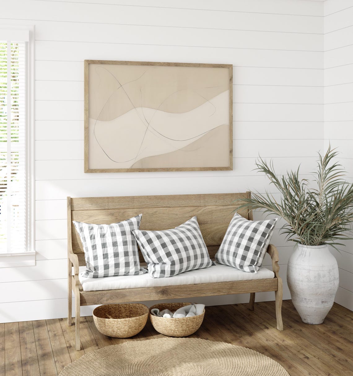 Minimal Beige Abstract Line Curves Neutral Modern Art Poster - Image 3