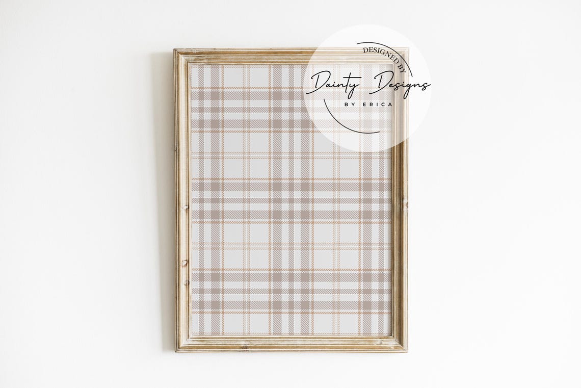 Neutral Beige Plaid Pattern Poster Rustic Fall Check Wall Decor - Image 4