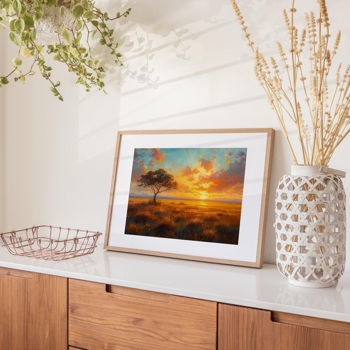 Savannah Sunset Vintage Landscape Art Print - Image 3
