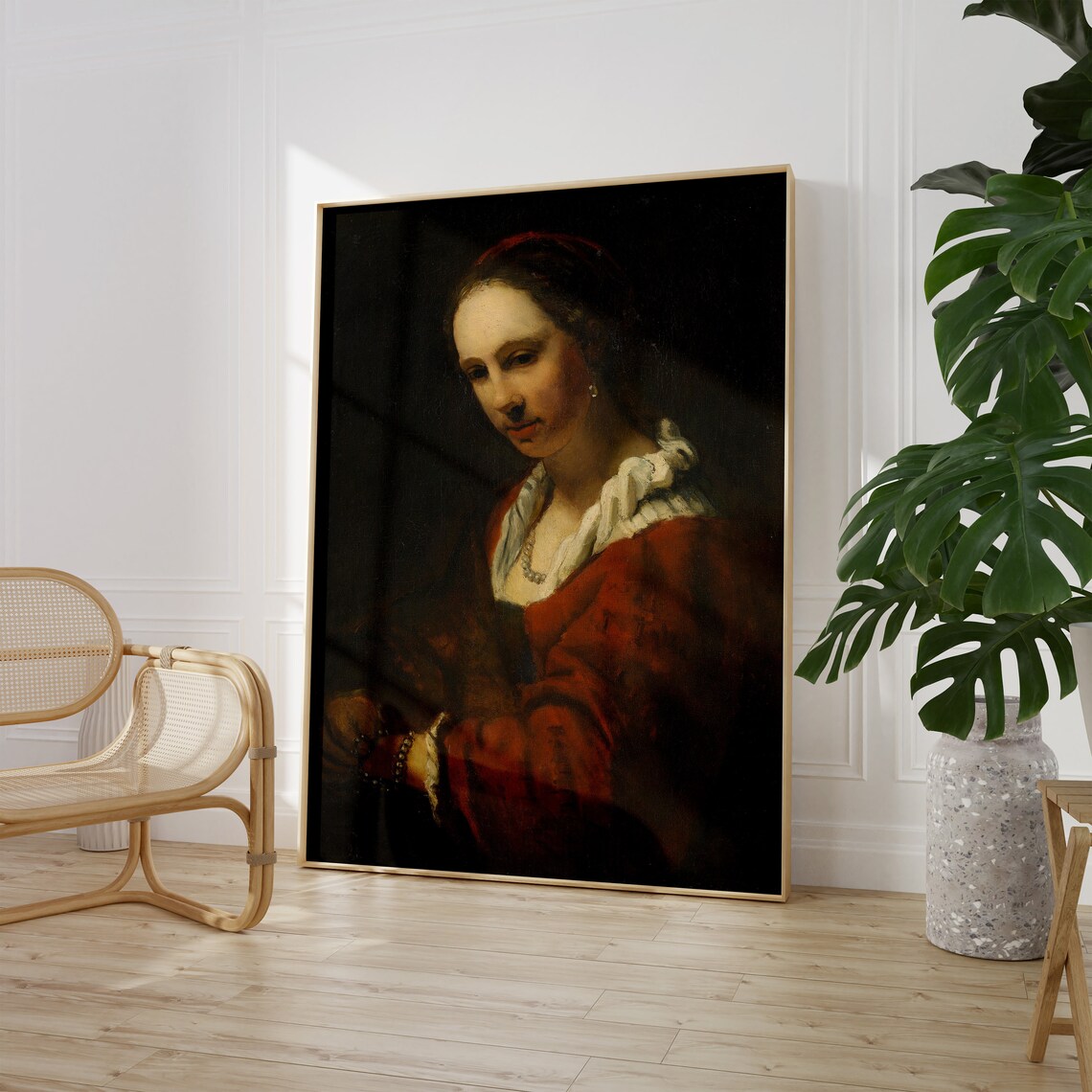 Willem Drost Young Woman with a Pearl Necklace 1654 Vintage Portrait Poster