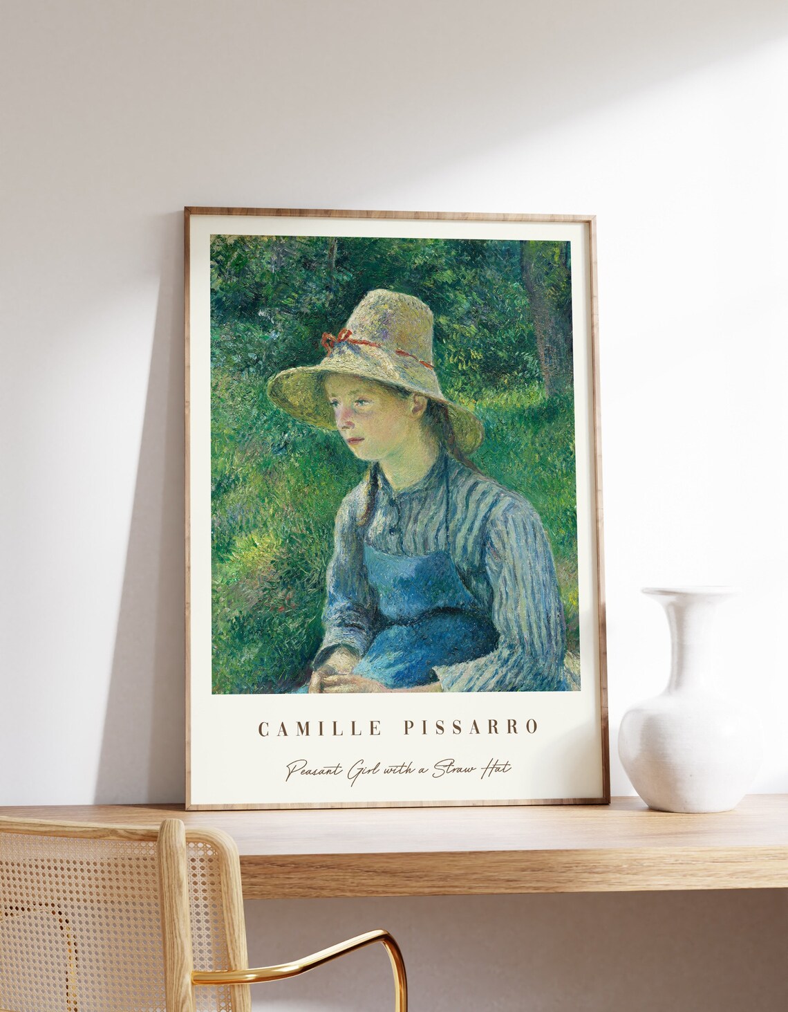 Camille Pissarro Peasant Girl with a Straw Hat Impressionist Portrait Poster