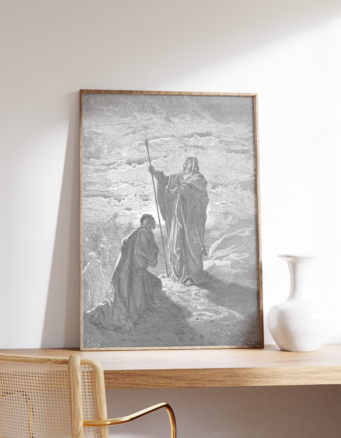 Gustave Dore Samuel Blesses Saul 1866 Engraving Biblical Art Poster