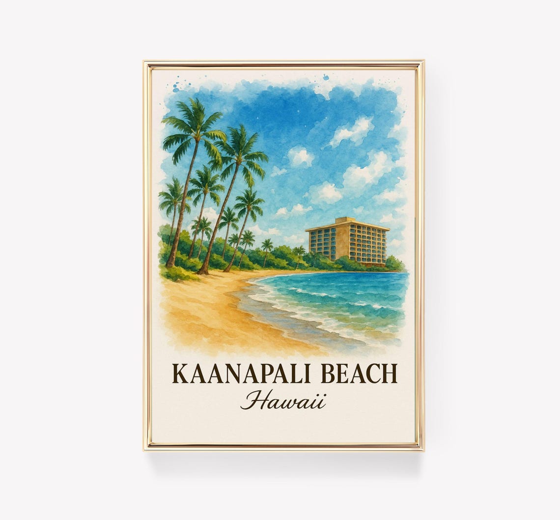 Kaanapali Beach Vintage Travel Poster