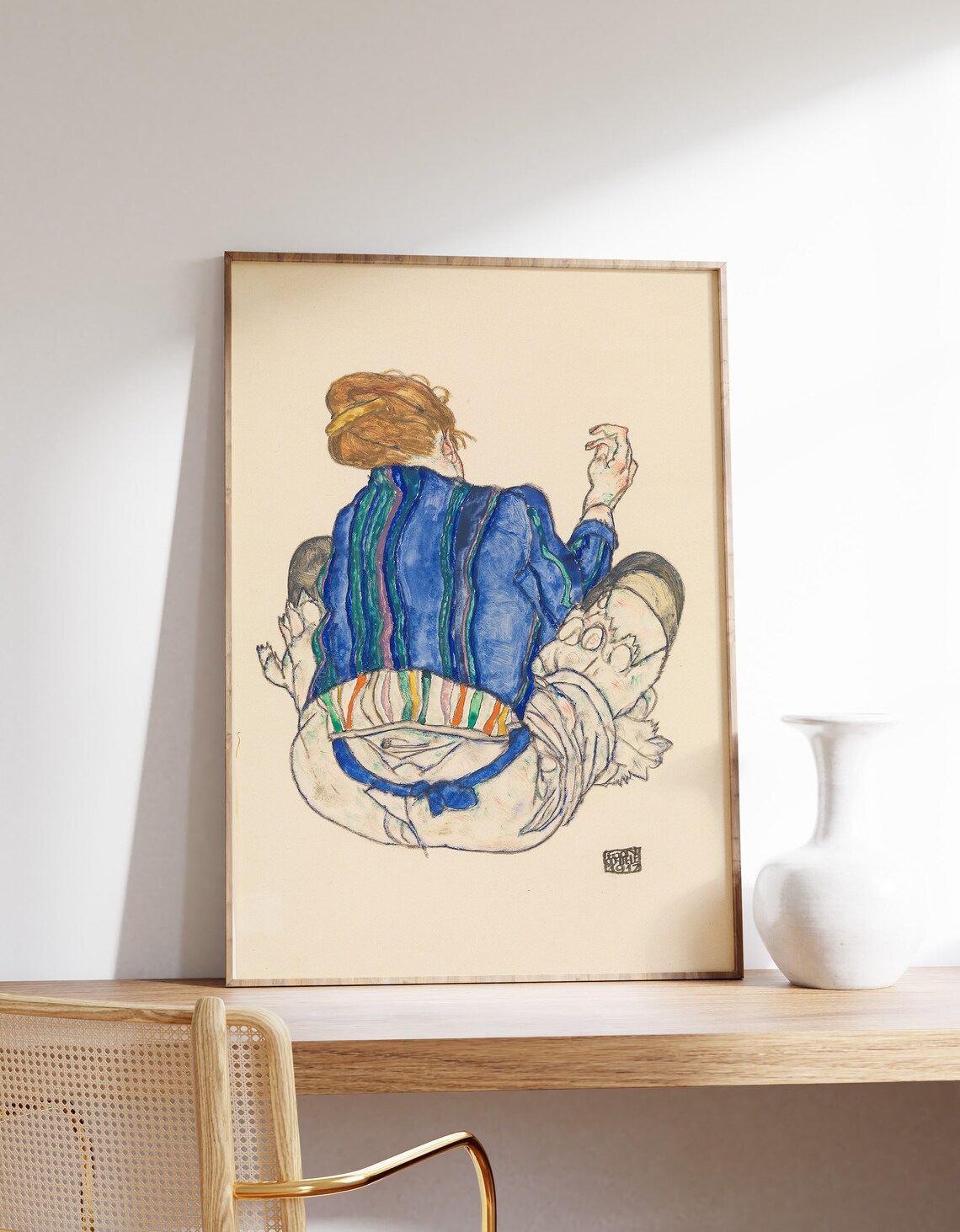 Egon Schiele Seated Woman Back View, Poster Print