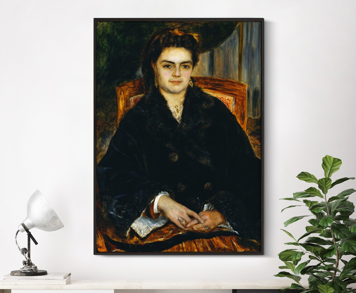 Auguste Renoir Madame Douard Bernier 1871 Vintage Antique Painting Home Bedroom Decor Poster Print Woman Portrait Wall Art