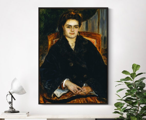 Auguste Renoir Madame Douard Bernier 1871 Vintage Antique Painting Home Bedroom Decor Poster Print Woman Portrait Wall Art