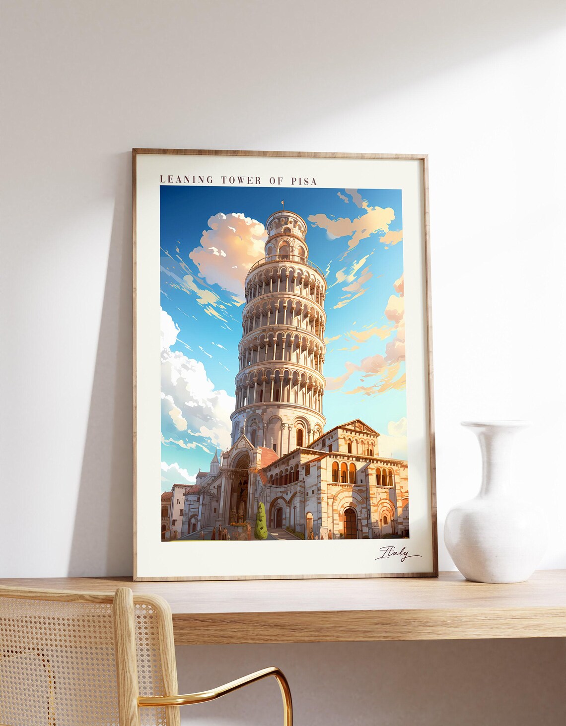 Leaning Tower Of Pisa Italy Cathedral Bell Tower Landmark Travel Poster